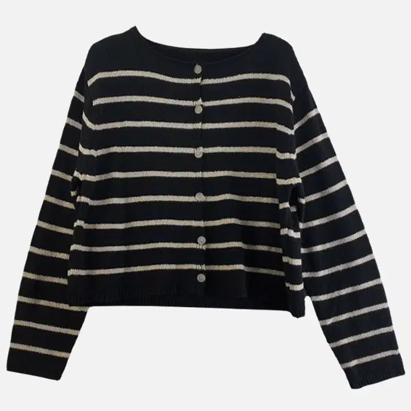 [BUNJANG] FREE Striped Cardigan / 여FREE 줄무늬 가디건 블랙 M6371