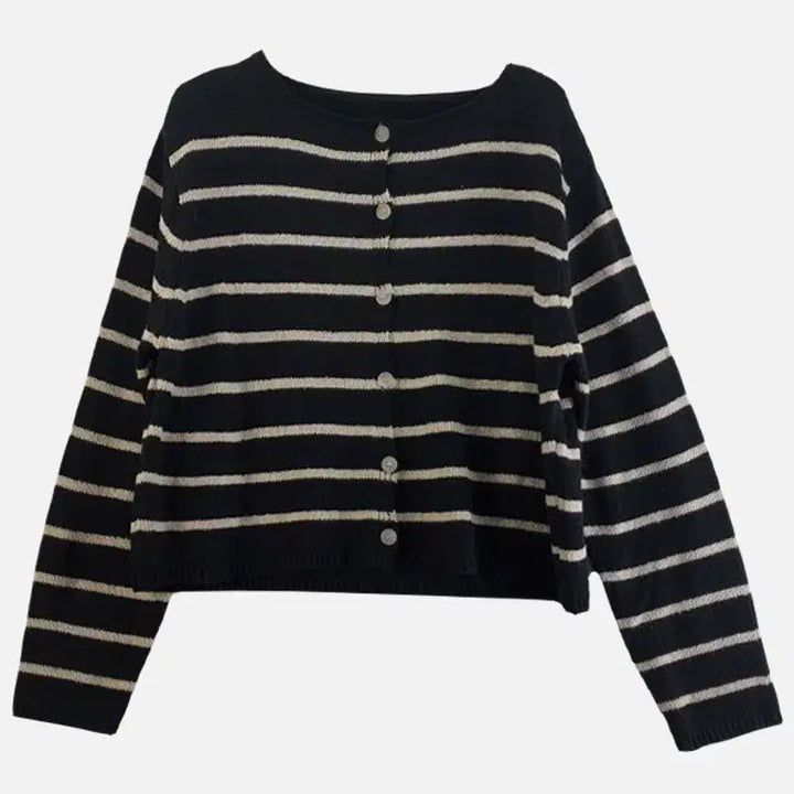 [BUNJANG] FREE Striped Cardigan / 여FREE 줄무늬 가디건 블랙 M6371
