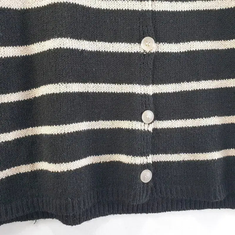 [BUNJANG] FREE Striped Cardigan / 여FREE 줄무늬 가디건 블랙 M6371