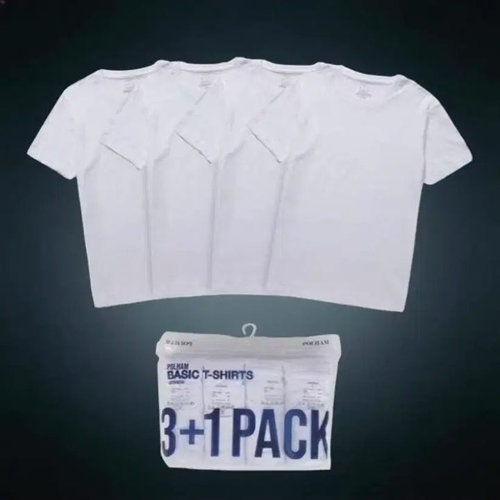 [BUNJANG] POLHAM 4-Pack 100% Cotton Basic T-Shirts (White, 2XL) / (2XL)순면 기본 면티4장 4팩 새상품 14000원!!