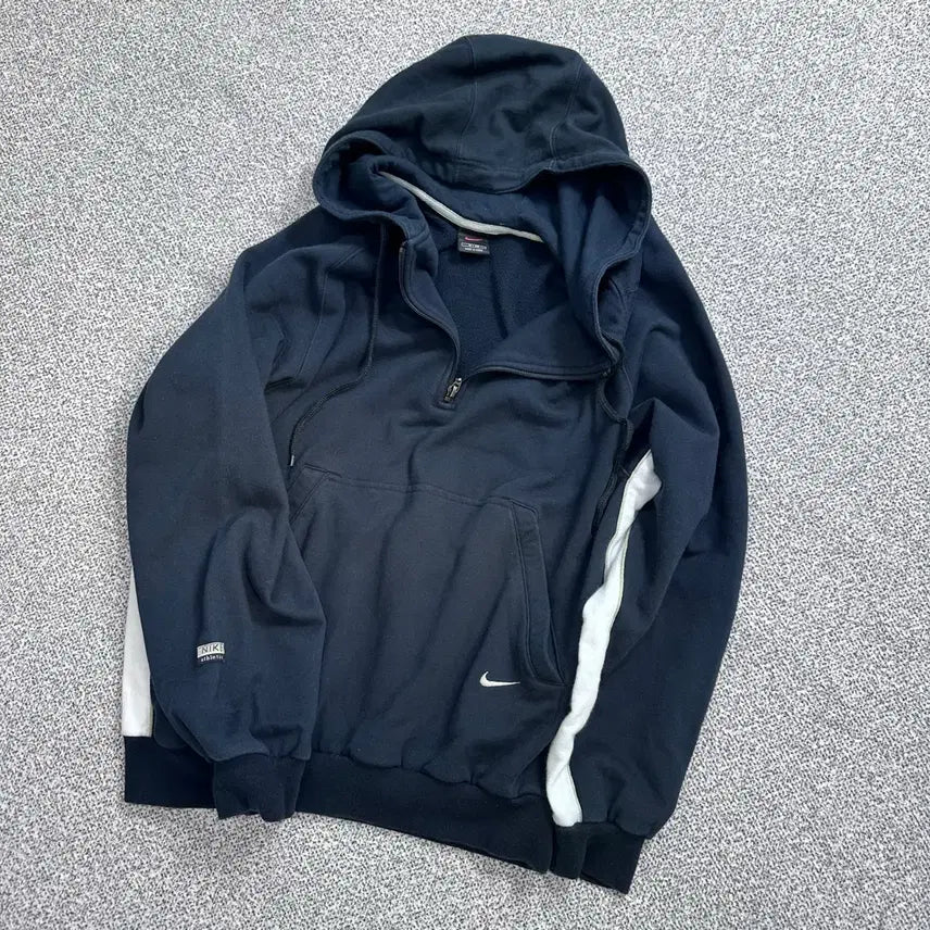 [BUNJANG] Nike 00s Old School Swoosh Half-Zip Hoodie / 나이키(Nike) 00s 올드스쿨 스우시 하프집업 후드티
