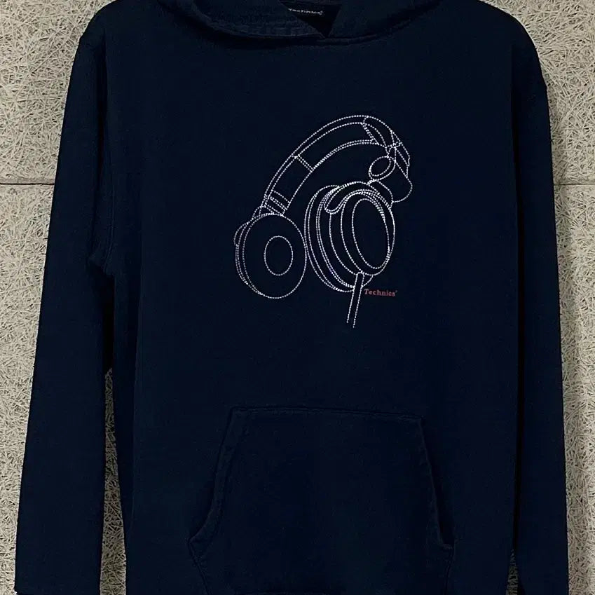 [BUNJANG] Technics DJ Turntable Navy Hooded T-Shirt / 테크닉스 DJ 턴테이블 후드티 티셔츠 정품 네이비
