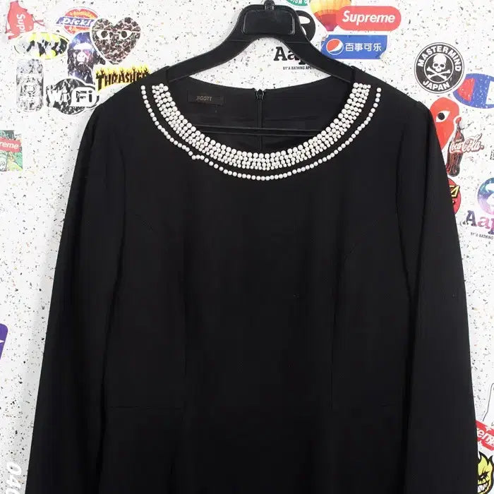 [BUNJANG] Jigott Pearl Long Sleeve Black Dress (Size 66) / 여성66 / 지고트 심플 하객룩 블랙 진주긴팔원피스BK