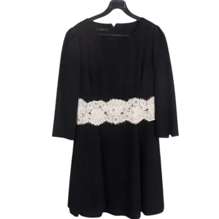 [BUNJANG] Jigott Silk Blend Lace Panel Dress (Size 66) / 여성66 / 지고트 실크혼방 레이스배색 하객룩원피스BK 12-24