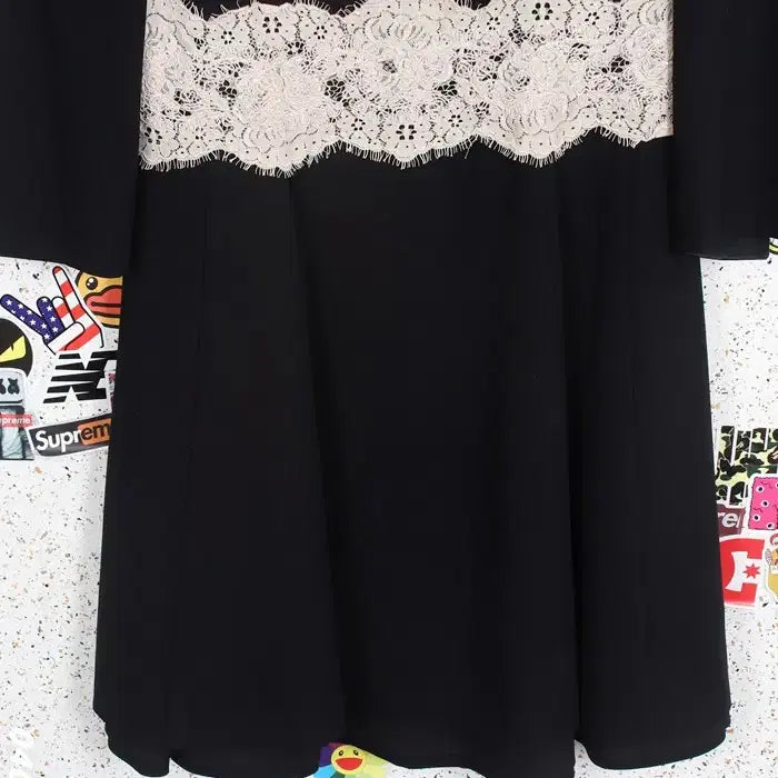 [BUNJANG] Jigott Silk Blend Lace Panel Dress (Size 66) / 여성66 / 지고트 실크혼방 레이스배색 하객룩원피스BK 12-24