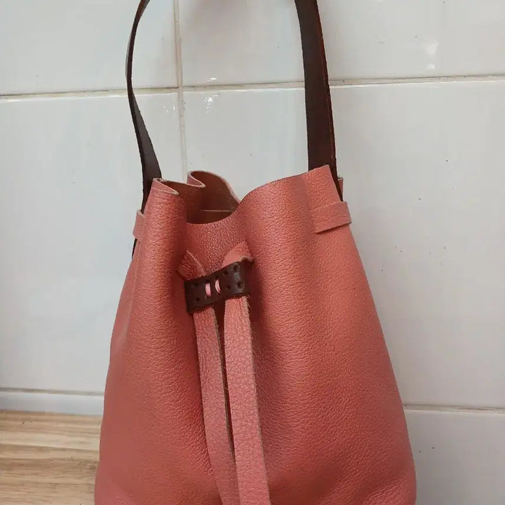 [SOLD OUT] 인디핑크 가죽 버킷백 숄더백