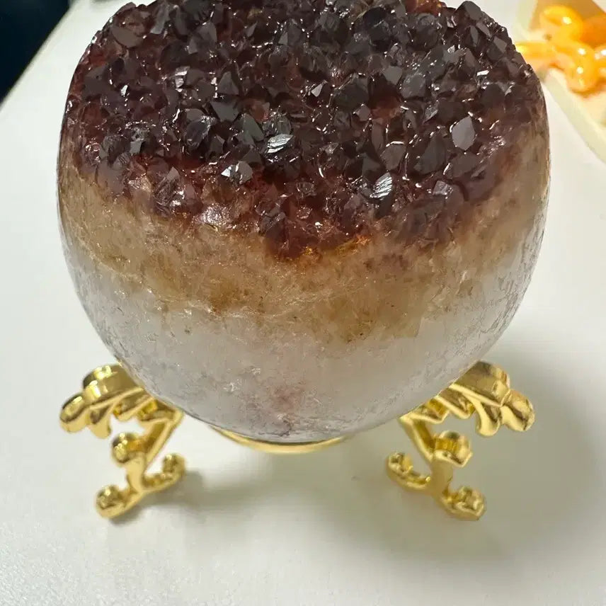 [BUNJANG] Natural Citrine Crystal on Golden Stand / 황수정