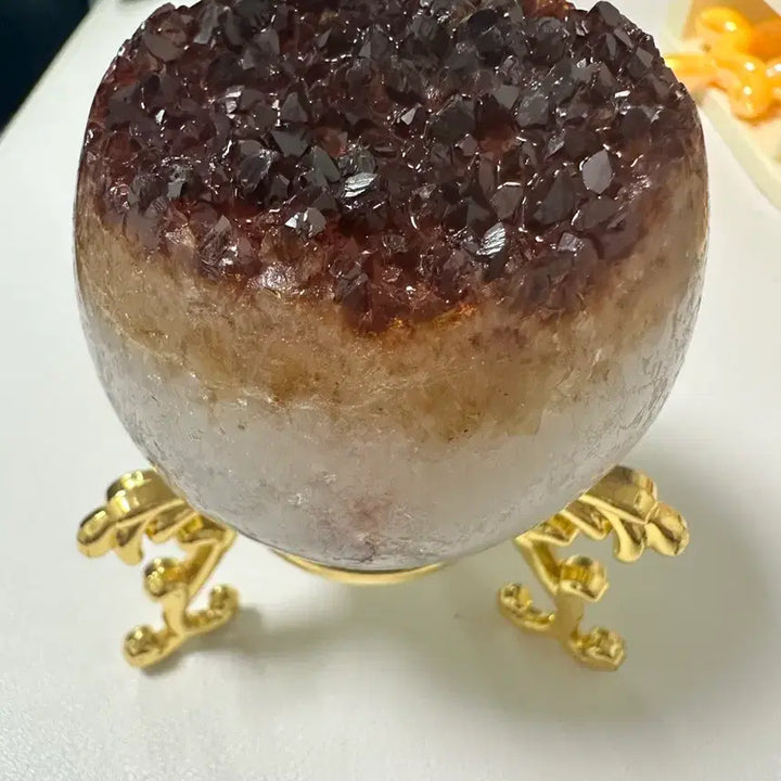 [BUNJANG] Natural Citrine Crystal on Golden Stand / 황수정