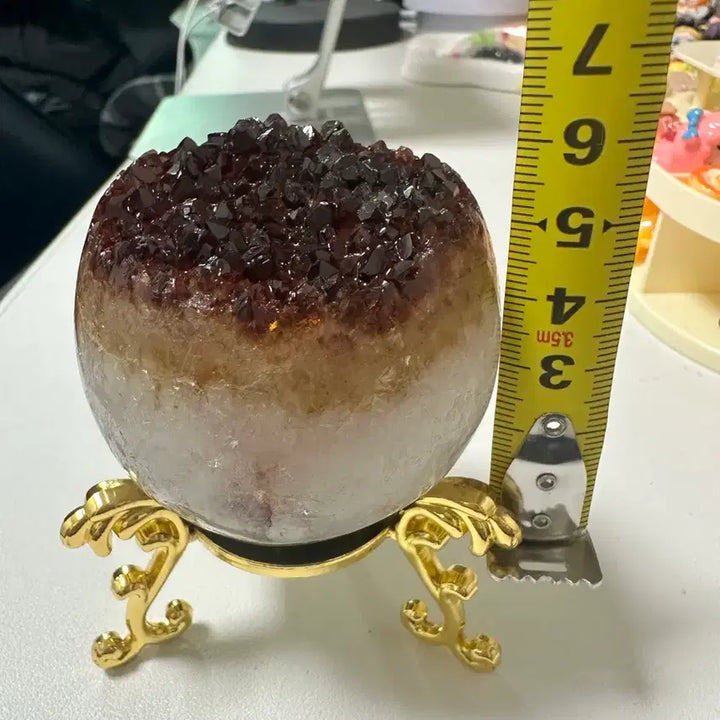 [BUNJANG] Natural Citrine Crystal on Golden Stand / 황수정