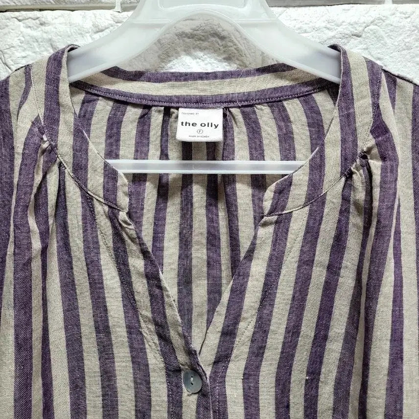 [SOLD OUT] the Olly 퍼플 스트라이프 린넨블라우스