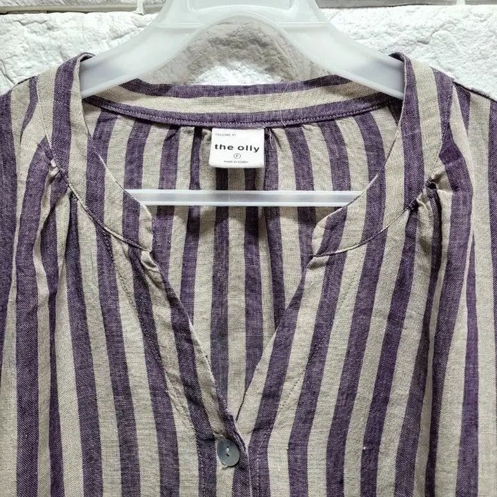 [SOLD OUT] the Olly 퍼플 스트라이프 린넨블라우스