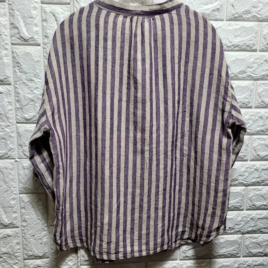 [SOLD OUT] the Olly 퍼플 스트라이프 린넨블라우스