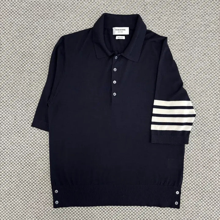 [BUNJANG] Thom Browne Striped Armband Polo T-Shirt Size 4 / [4]톰브라운 사선완장 pk 니트 카라티