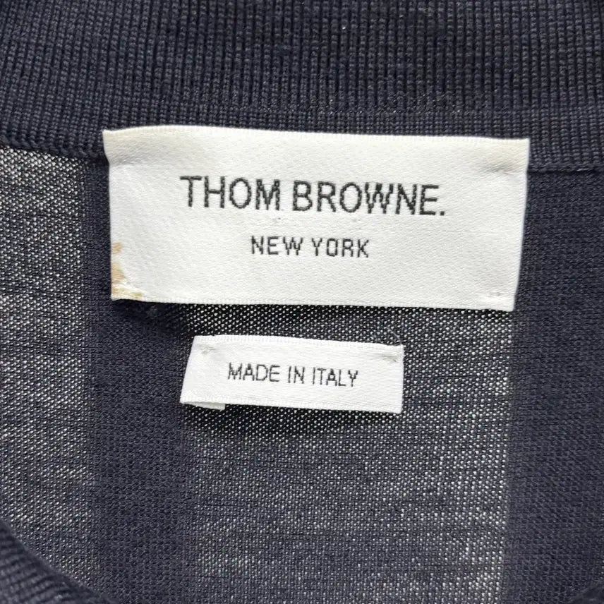[BUNJANG] Thom Browne Striped Armband Polo T-Shirt Size 4 / [4]톰브라운 사선완장 pk 니트 카라티
