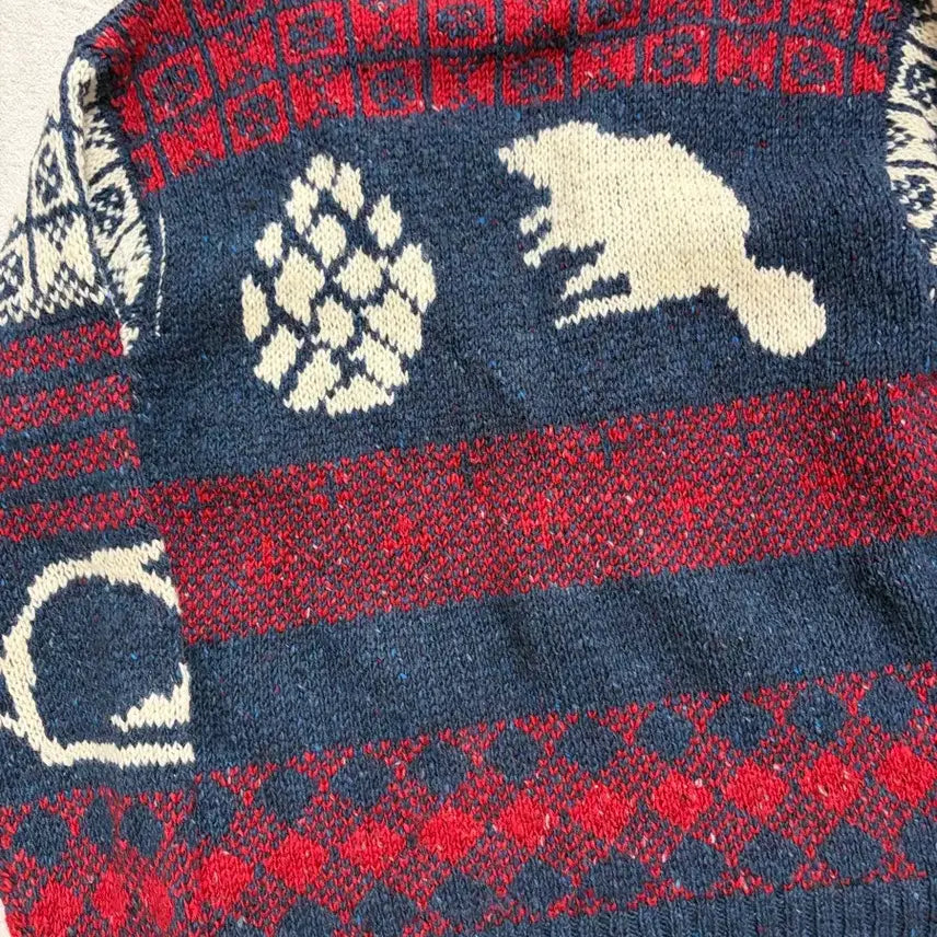 [BUNJANG] Thom Browne Fair Isle Animal Cardigan (Navy/Red) / [3] 톰브라운 페어아일 애니멀 가디건 (네이비/레드)