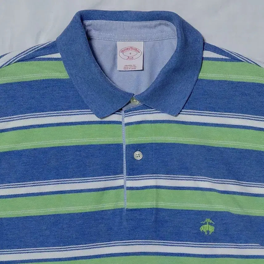 [BUNJANG] Brooks Brothers 346 Stripe Polo Shirt / [S] 브룩스 브라더스 346 스트라이프 폴로 셔츠 (블루/그린)