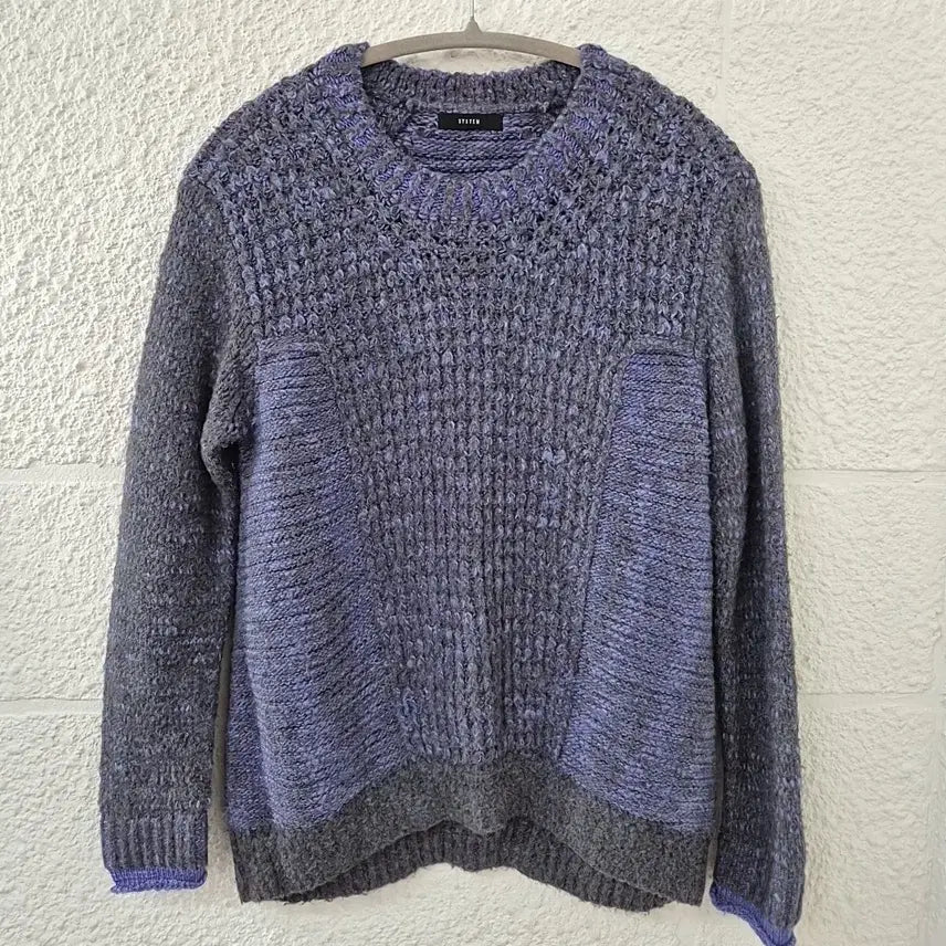 [BUNJANG] System Knit Sweater Grey/Blue / 시스템 SYSTEM 니트 스웨터 그레이/블루
