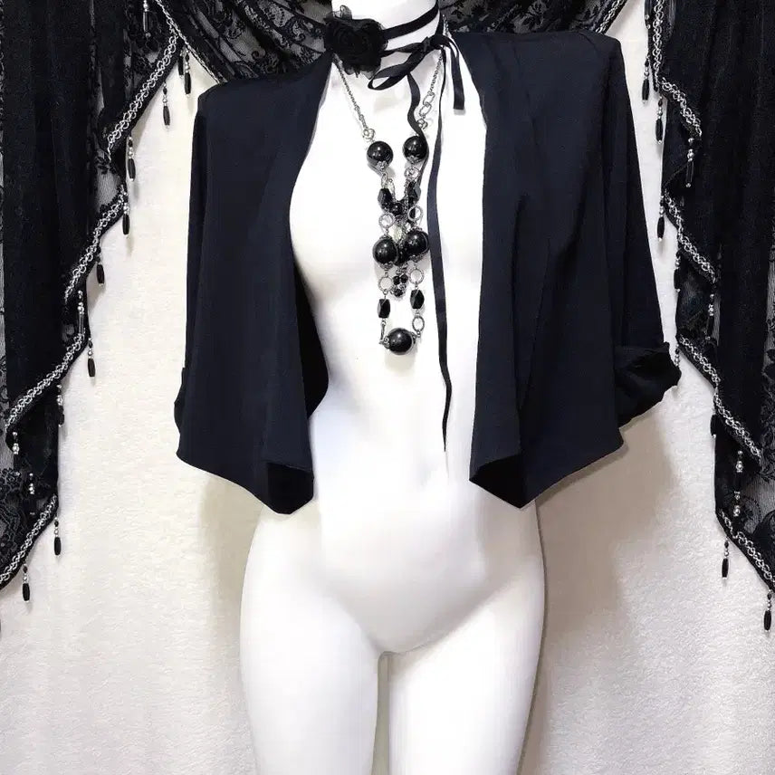 [BUNJANG] Romantic Gothic Black Lace Bolero Shiffon Jacket / 로맨틱고딕 고스 엔틱 블랙 레이스 볼레로 가디건 쉬폰자켓 핀터 페어리