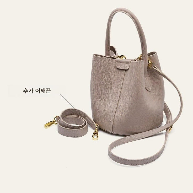[BUNJANG] Soft Cowhide Bucket Bag Handbag / 여성용 부드러운 소가죽 버킷백 숄더백 핸드백