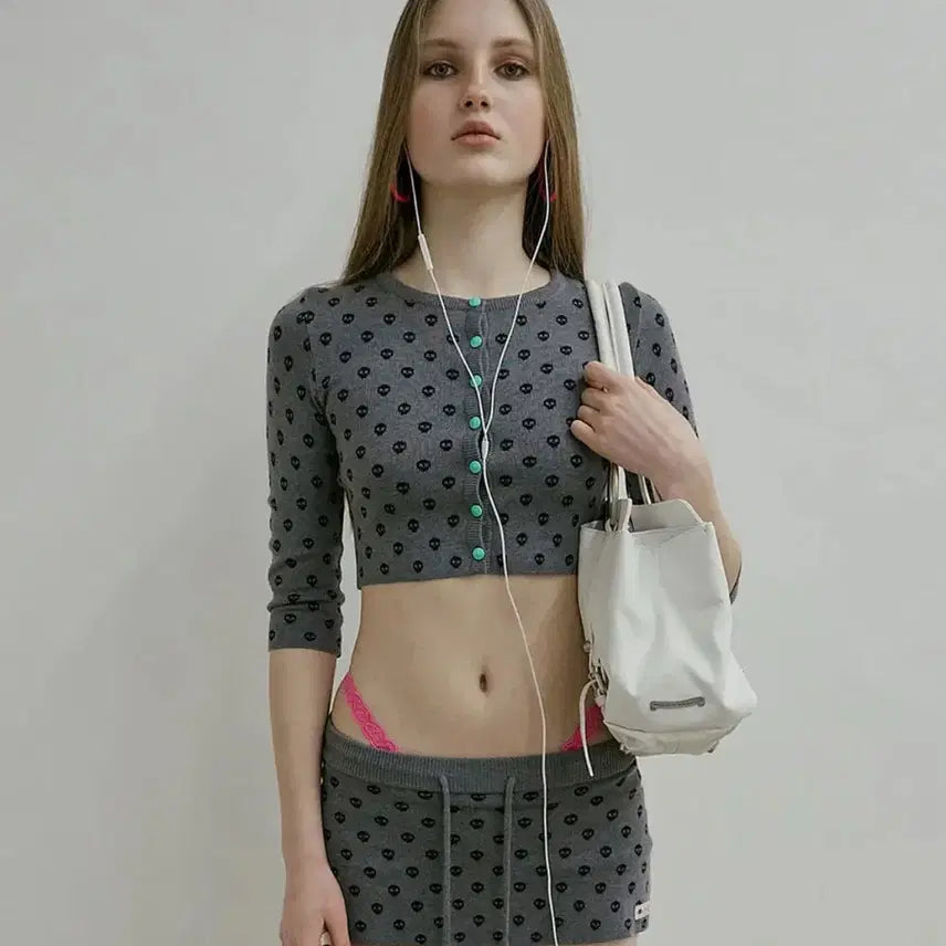 [SOLD OUT] 스컬프터 New Emo Crop Cardigan Melange Gray