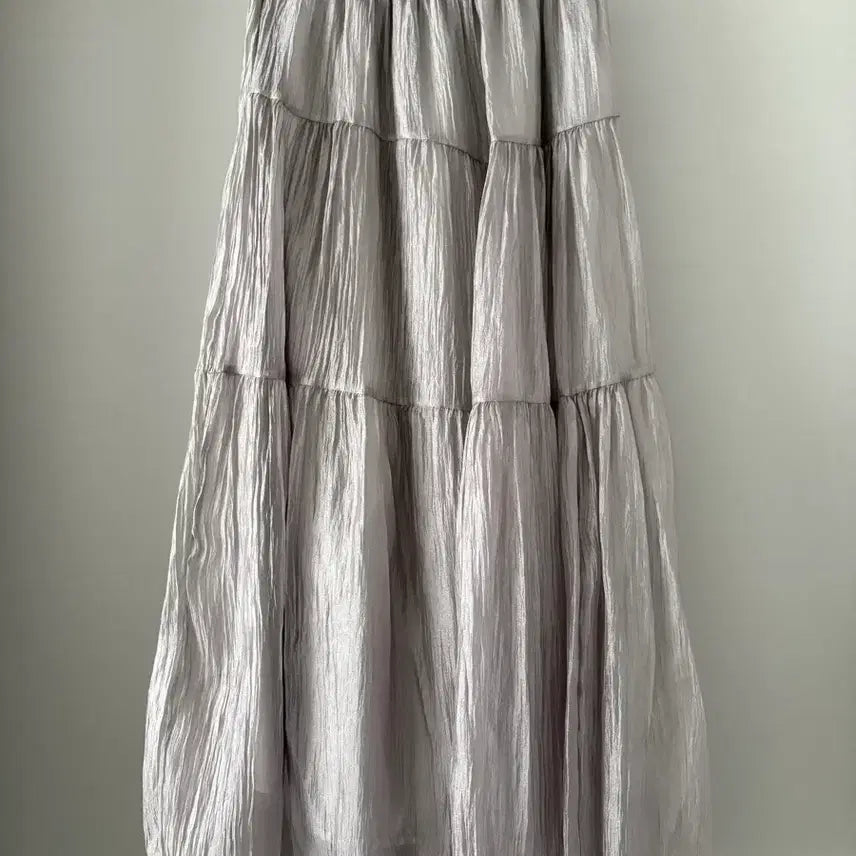 [BUNJANG] Gray Pleated Long Skirt / 그레이 주름 롱 스커트
