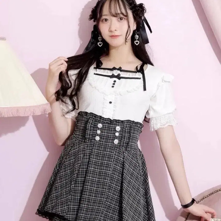 [BUNJANG] Noemi Gyu-vik Chidori Lace Skirt / 노에미 규빅 치도리 레이스 스커트 양산형지뢰계리즈리사피움미셸마카롱