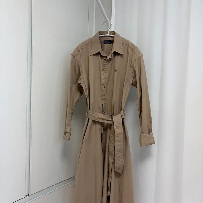 [SOLD OUT] 폴로랄프로렌 코튼 롱 셔츠 원피스 베이지
