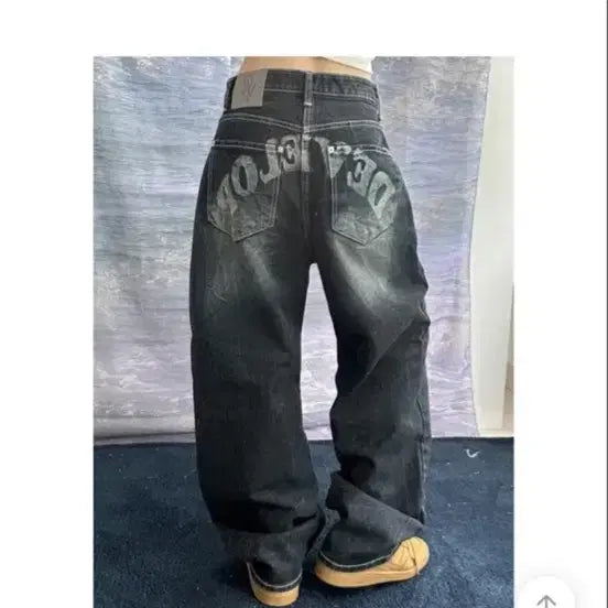 [SOLD OUT] 키미스 힙 프린트 워싱 와이드 팬츠