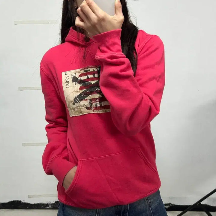 [BUNJANG] Polo Jeans Company Usa Flag Patch Hoodie / 폴로 진스 컴퍼니 성조기 패치 후드티