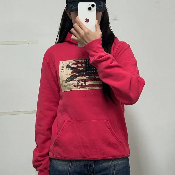 [BUNJANG] Polo Jeans Company Usa Flag Patch Hoodie / 폴로 진스 컴퍼니 성조기 패치 후드티