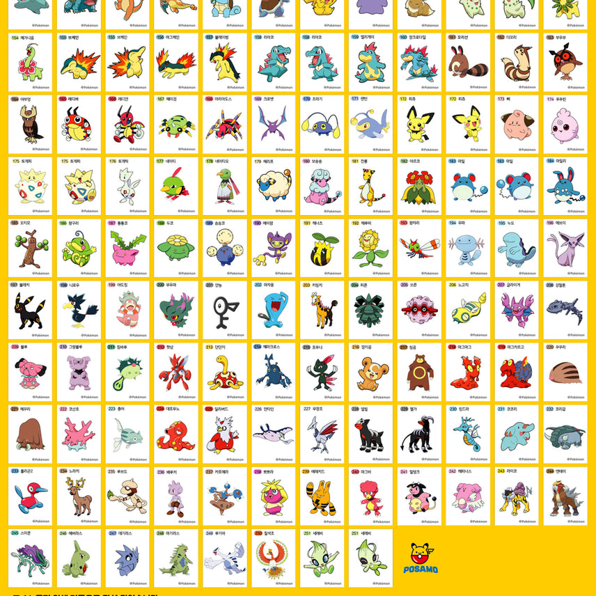 [BUNJANG] Pokemon Tteokbokki Stickers 1st &amp; 2nd Generation Full Set / 포켓몬 띠부씰 1세대+2세대 (3자리 단종씰) 전종 판매