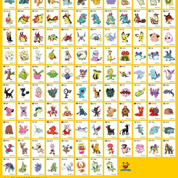 [BUNJANG] Pokemon Tteokbokki Stickers 1st &amp; 2nd Generation Full Set / 포켓몬 띠부씰 1세대+2세대 (3자리 단종씰) 전종 판매