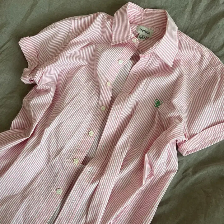 [BUNJANG] Sienne Classic Logo Shirt Pink M / 시엔느 클래식 로고 셔츠 핑크 M