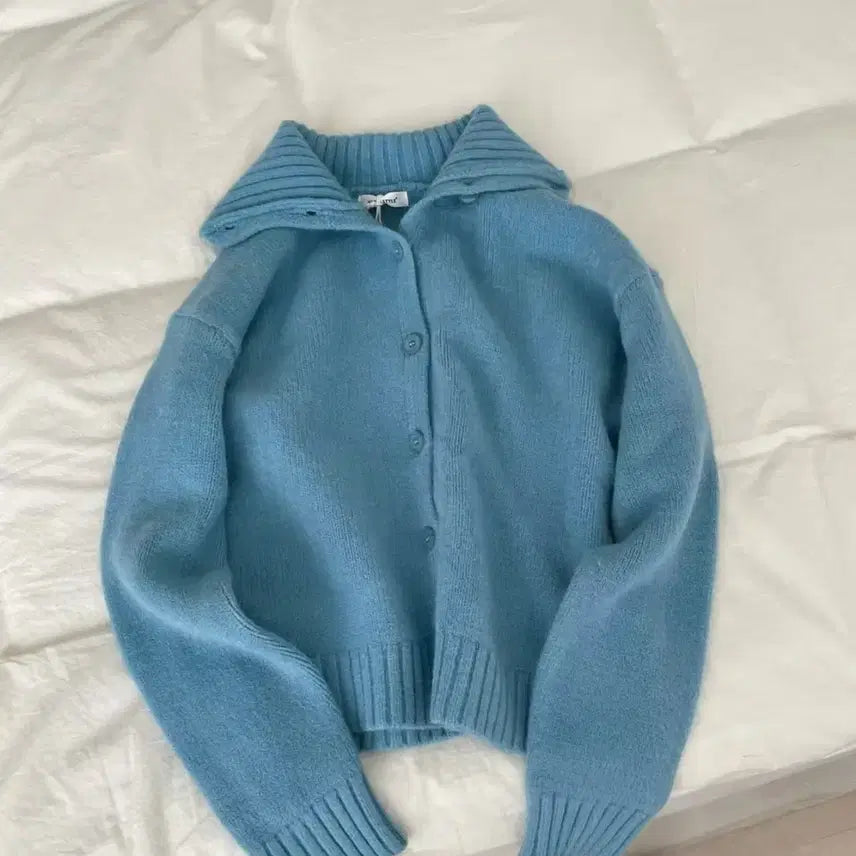 [BUNJANG] Lounge Style Blue Knit Cardigan / 라운지 스타일 블루 니트 가디건