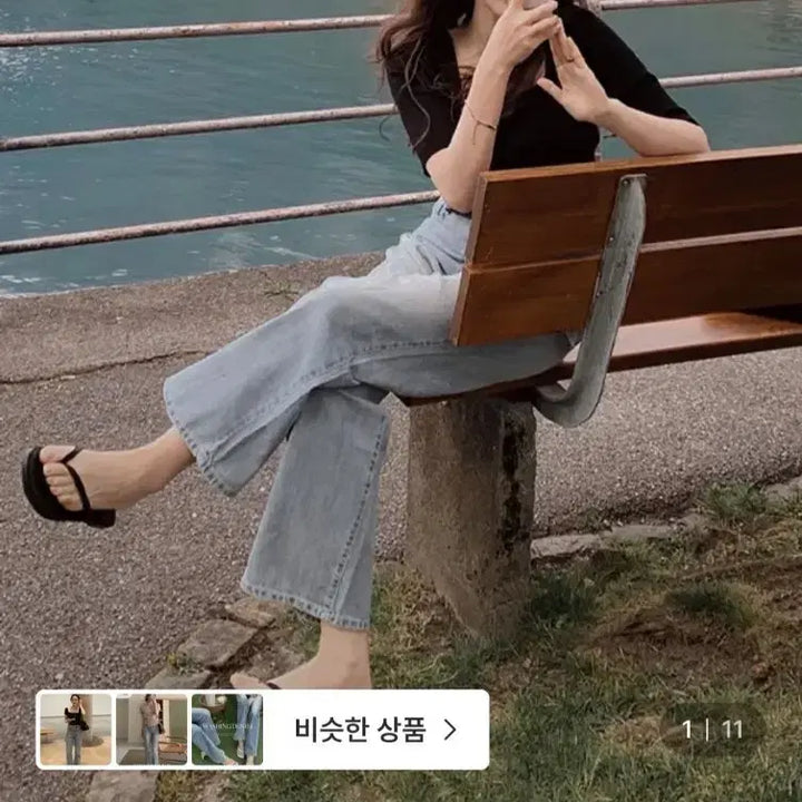 [BUNJANG] Slow and Lovely Today Summer Light Denim Pants (Light Blue) - M / 슬로우앤드 투데이 썸머라이트 데님팬츠 연중청 M