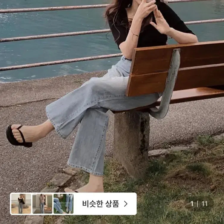 [BUNJANG] Slow and Lovely Today Summer Light Denim Pants (Light Blue) - M / 슬로우앤드 투데이 썸머라이트 데님팬츠 연중청 M