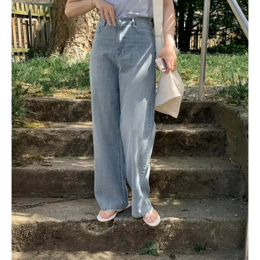 [BUNJANG] Slow and Lovely Today Summer Light Denim Pants (Light Blue) - M / 슬로우앤드 투데이 썸머라이트 데님팬츠 연중청 M