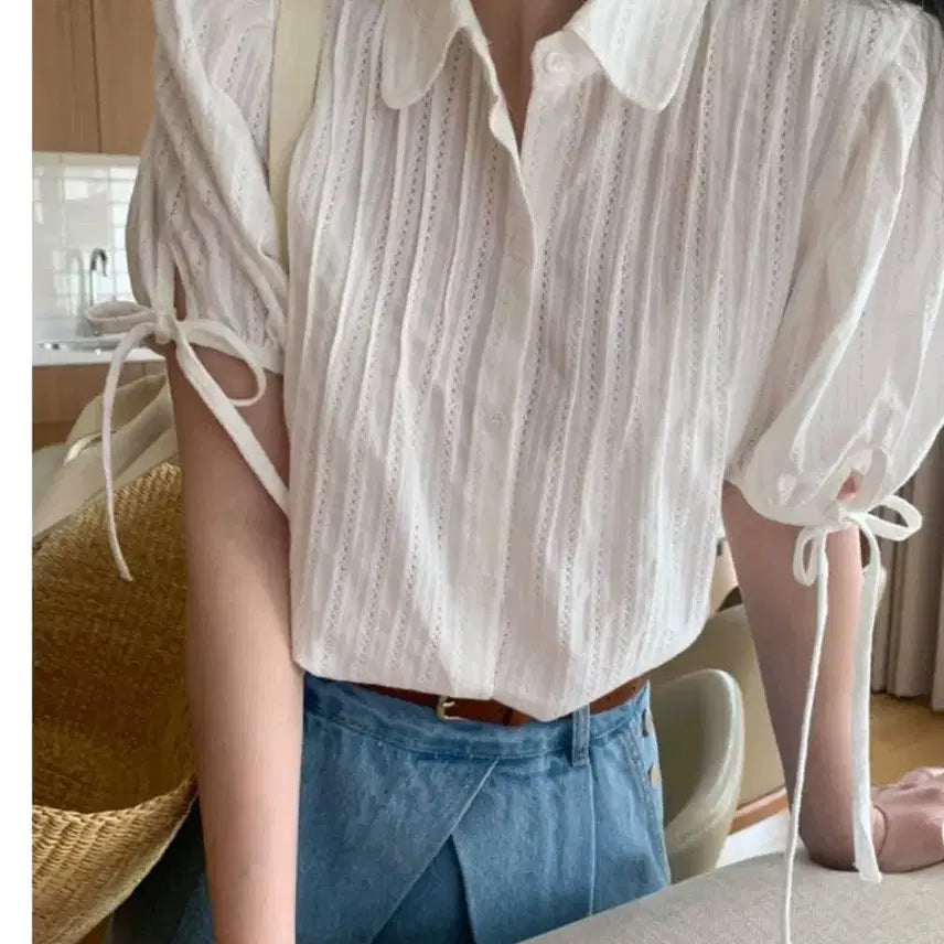 [BUNJANG] The Wish Liz Pintuck Blouse / 더위시 리즈 핀턱 블라우스
