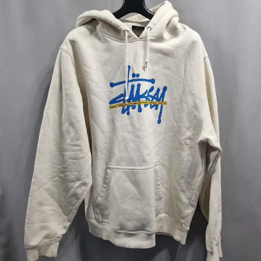 [BUNJANG] Stussy Ivory Logo Hoodie M / 스투시 아이보리 로고 후드티 m
