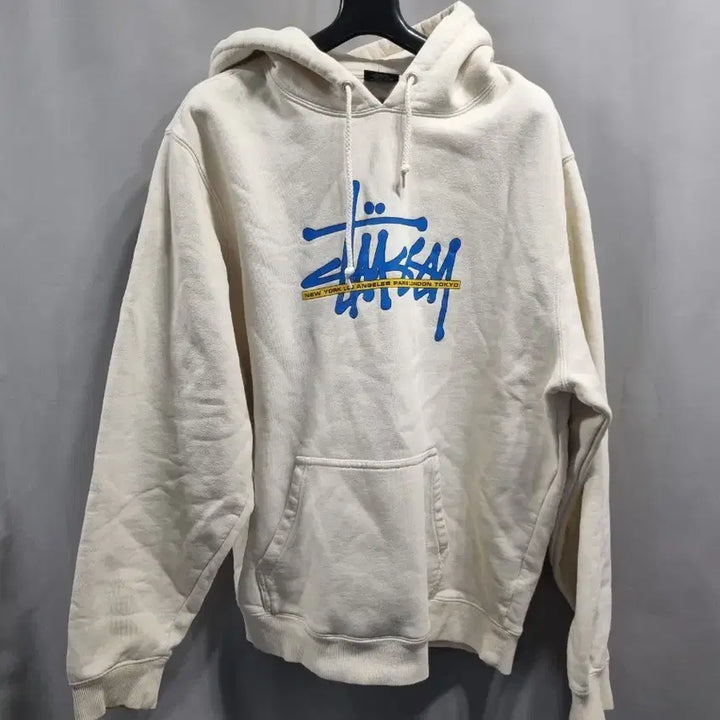 [BUNJANG] Stussy Ivory Logo Hoodie M / 스투시 아이보리 로고 후드티 m