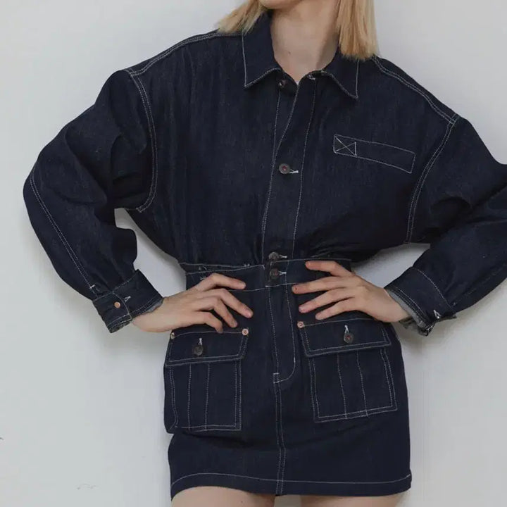 [SOLD OUT] 맥우드건 오버핏 다크인디고 트러커 데님재킷 S사이즈