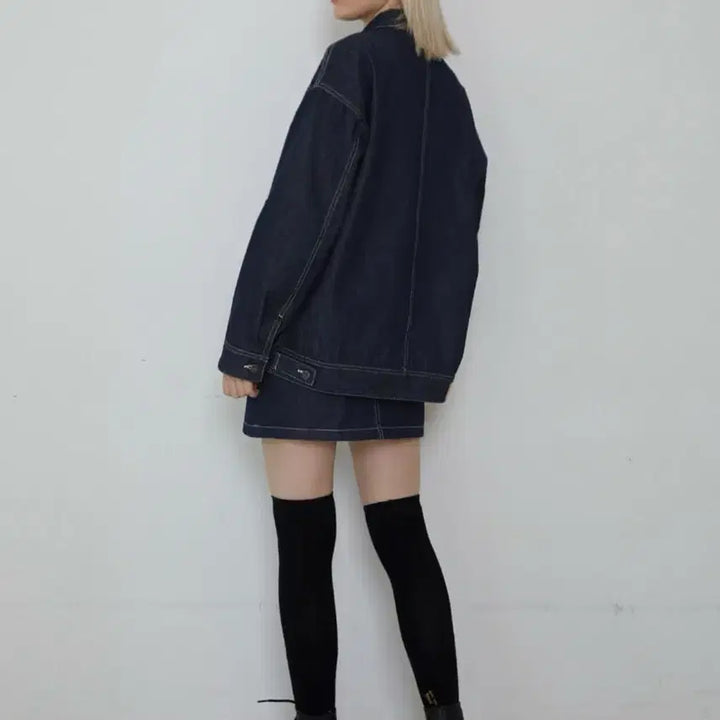 [SOLD OUT] 맥우드건 오버핏 다크인디고 트러커 데님재킷 S사이즈
