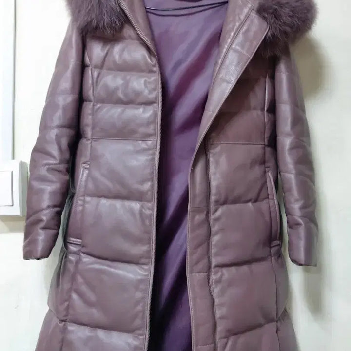 [BUNJANG] Kasibody Leather Goose Down Long Coat with Fox Fur / 카시바디 가죽 구스패딩 롱 코트 폭스 fur