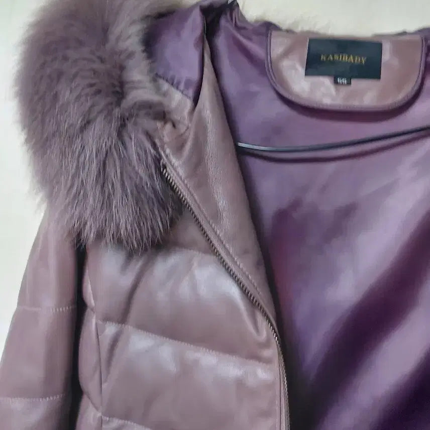 [BUNJANG] Kasibody Leather Goose Down Long Coat with Fox Fur / 카시바디 가죽 구스패딩 롱 코트 폭스 fur