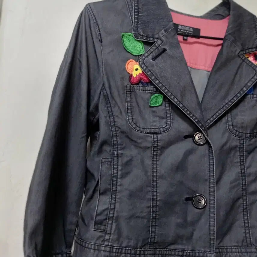 [BUNJANG] Sonia Flower Jacket Black Size 55 / 소니아 플라워 자켓 블랙 55사이즈