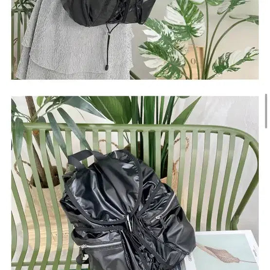 [BUNJANG] Glossy Coated Backpack Black / 유광 코팅 백팩 블랙