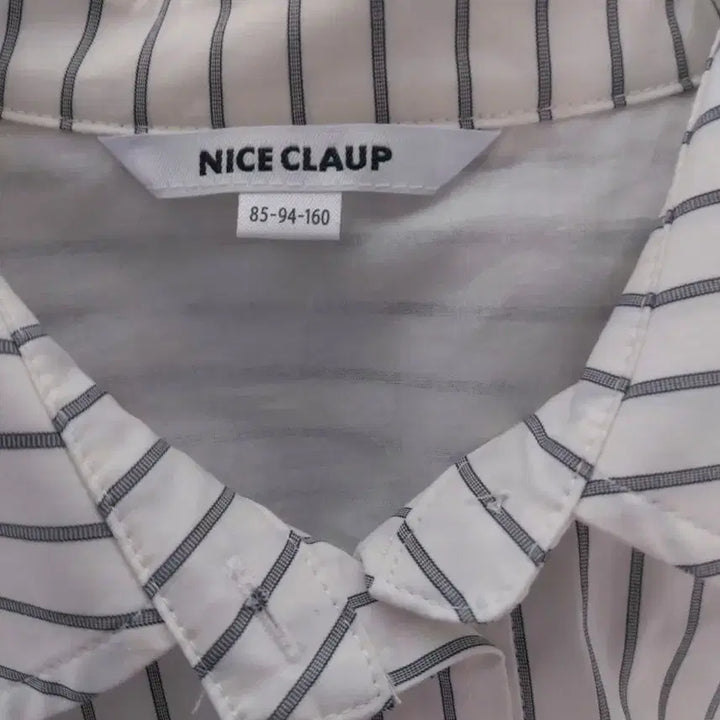 [BUNJANG] NICE CLAUP White Stripe Long Sleeve Shirt / 나이스클랍 화이트 스트라이프 긴팔 셔츠