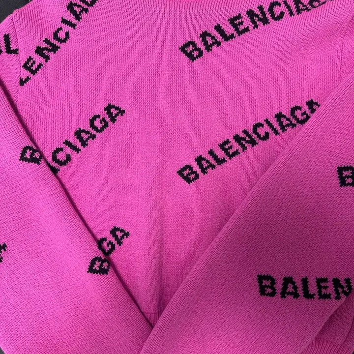 [BUNJANG] Balenciaga Logo Pink Knit Sweater / 발렌시아가 로고 핑크 니트 스웨터