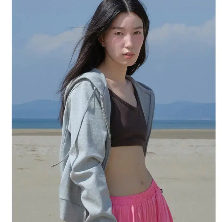 [BUNJANG] Movewarm Melange Gray Hoodie Zip-up / 무브웜 후드집업