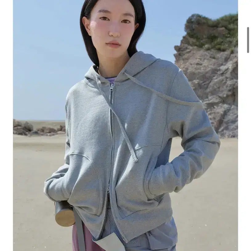 [BUNJANG] Movewarm Melange Gray Hoodie Zip-up / 무브웜 후드집업
